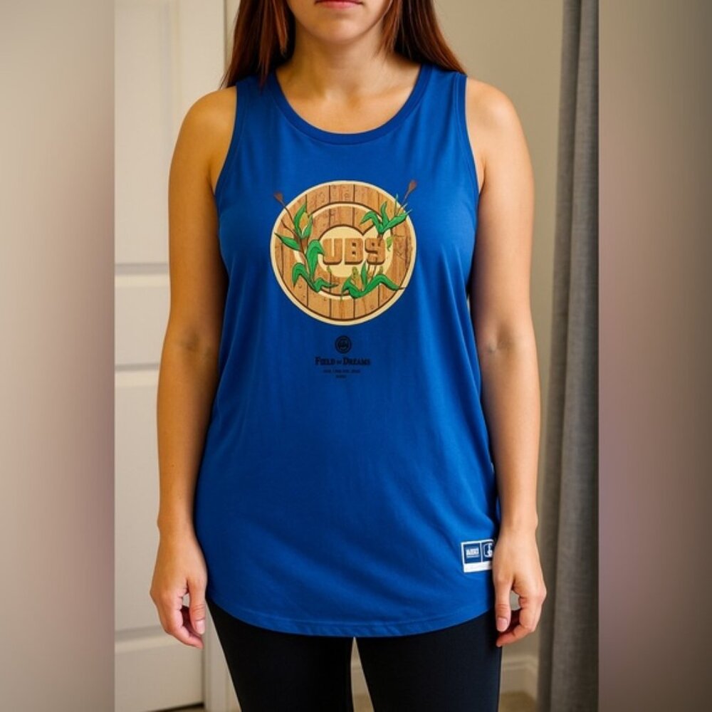 NWT MLB Chicago Cubs Women's Blue Field of Dreams Game Tank Tee Top Size XL